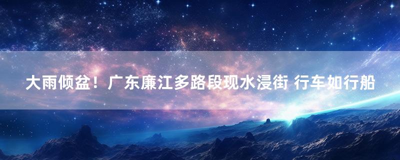 大雨倾盆！广东廉江多路段现水浸街 行车如行船